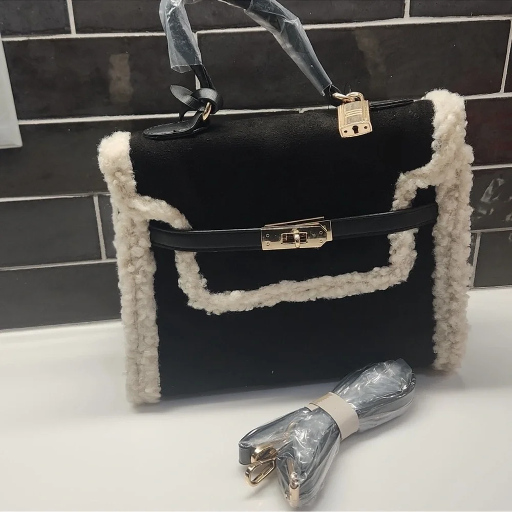 Badgley Mischka Fur Border Satchel Retail $159 NWT - Picture 10 of 12